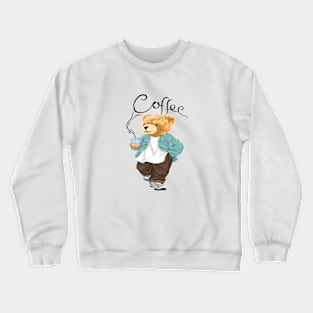 CUTE BEAR DRIKING COFFEE Crewneck Sweatshirt